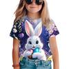 Summer Kids Girl T-Shirts 3D Rabbit Print Children's T-Shirts Casual Short Sleeve Top Fashion Round Neck Pullover Girls Clothing Shirts