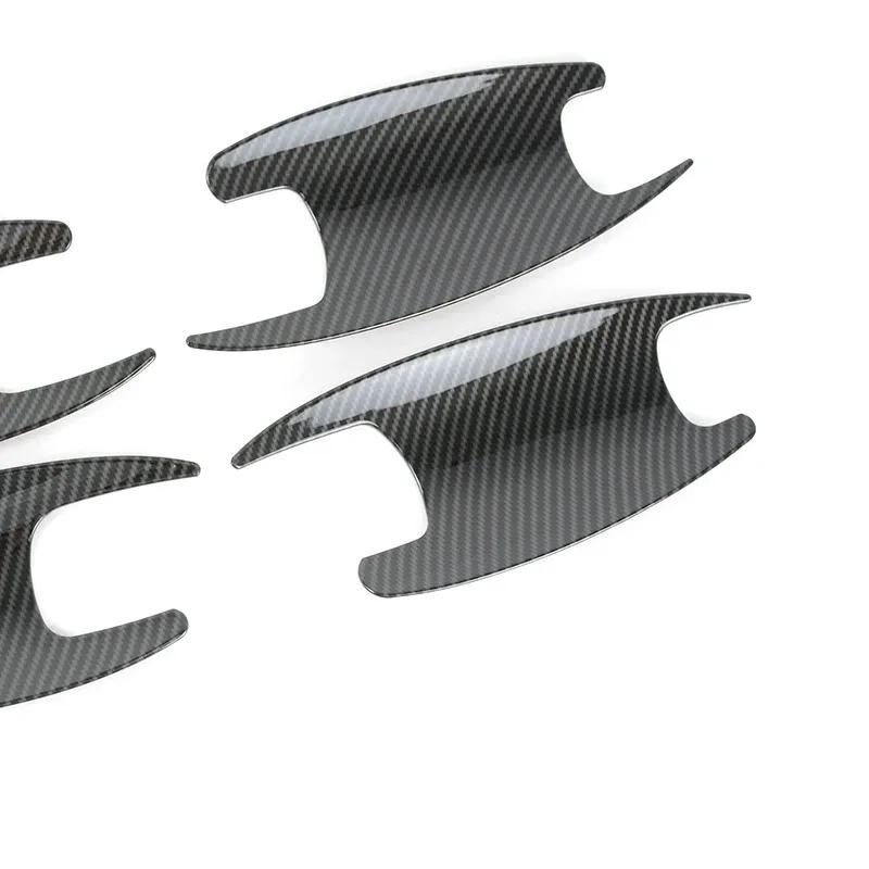 Car Door Handle Bowl Panel Cover Trim Carbon Fiber Pattern Decals For Mercedes Benz E Class W213 2016-2018 Exterior Accessories