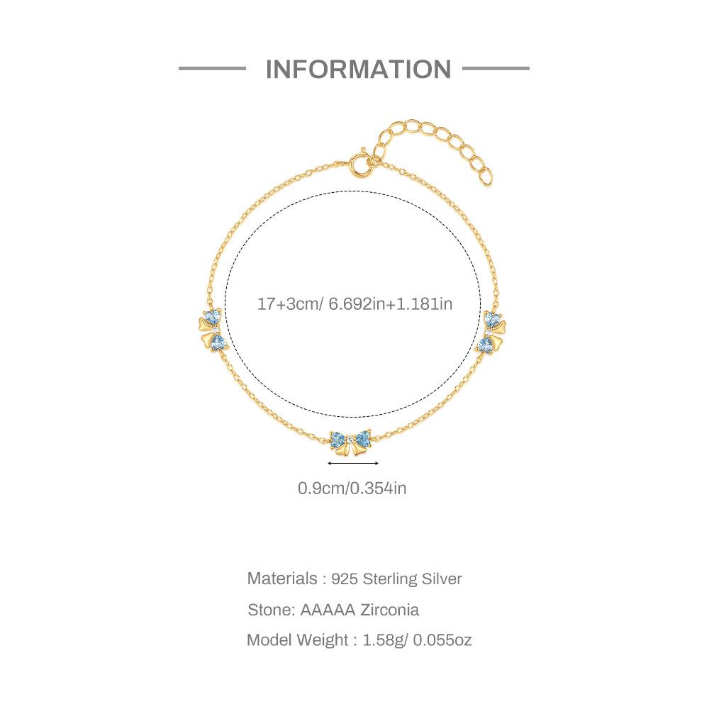 Браслет Bow Love Blue Zircon Splicing, женский модный стиль, серебро 925 пробы