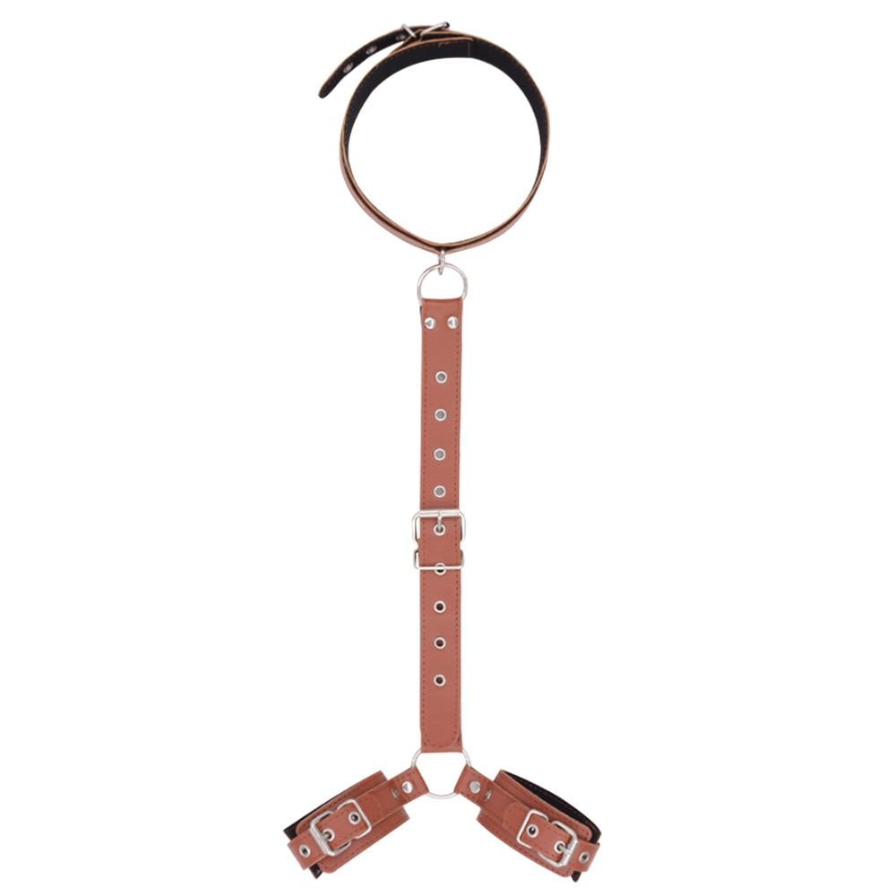 Sexy Bondage Collar Handcuffs Training Slave Sex Toys Chastity Belt Sex Furniture BDSM PU Leather