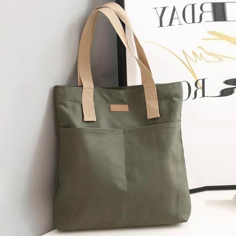 Women's Tote Bag Canvas Sewing Thread Large Capacity Advanced Sense Handbag Convenient Practical Female's Commuter Bag