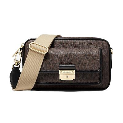 MK Bradshaw Monogram Винтажная Французская холщовая сумка-слинг на молнии для камеры Женские сумки Акорн-Коричневый 32F1G2BC2B-292