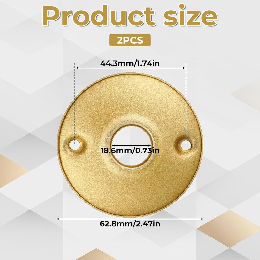 2 Pack Door Knob Cover Plate, Door Lock Replacement Parts, Round Gold Doors Lock Plate, Polished Brass Vintage Backplates Replacement for Interior