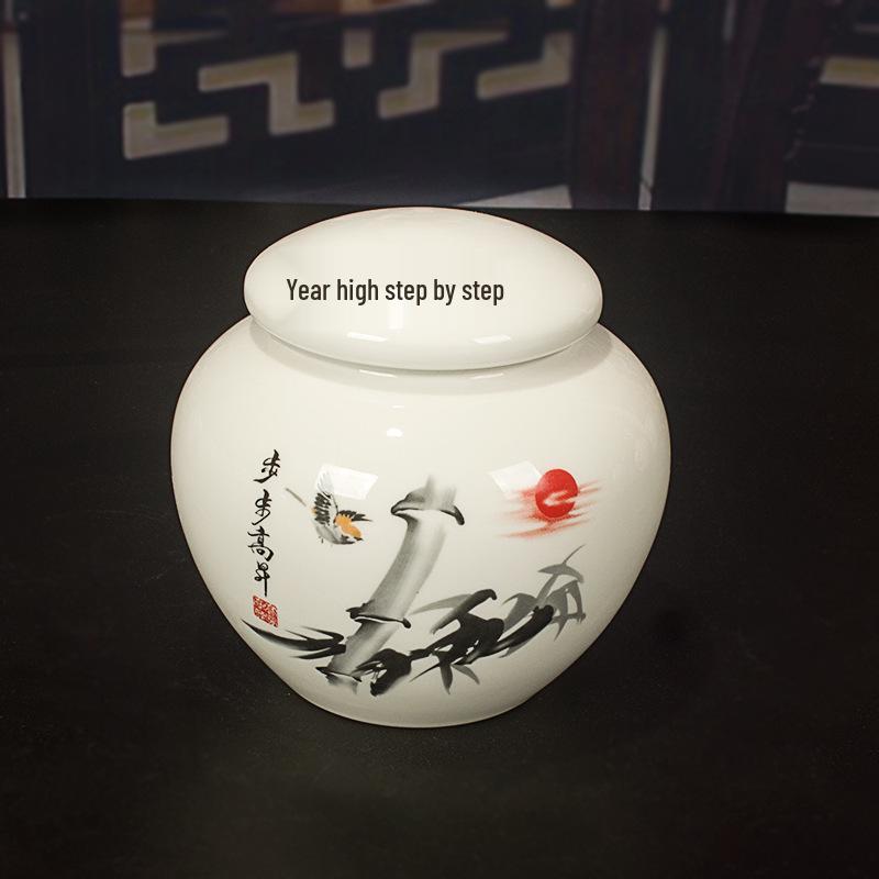 Герметичная сине-белая фарфоровая керамическая банка для меда с закручивающейся силиконовой крышкой