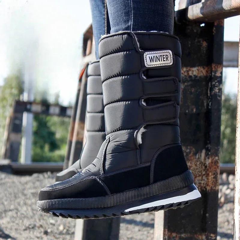 Высокие зимние ботинки для мужчин, теплая, устойчивая к холоду зимняя обувь для мужчин, противоскользящая, меховая, толстая, плюшевая, модная, качественная, брендовая, хлопковая обувь для работы
