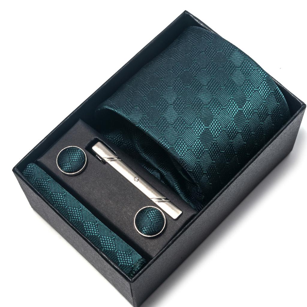 Галстук мужской деловой подарочный набор из шести предметов в полоску сетчатый цвет ручной работы 8 см с подарочной упаковкой