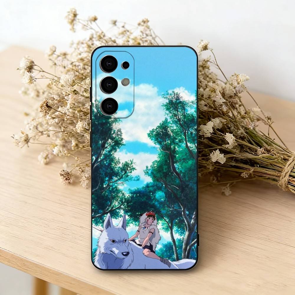Ретро-иллюстрация Принцессы Мононоке Чехол для телефона Samsung S25, S24, S21, S22, S23, S30, Ultra, S20, Plus, Fe, Мягкий силиконовый Черный чехол