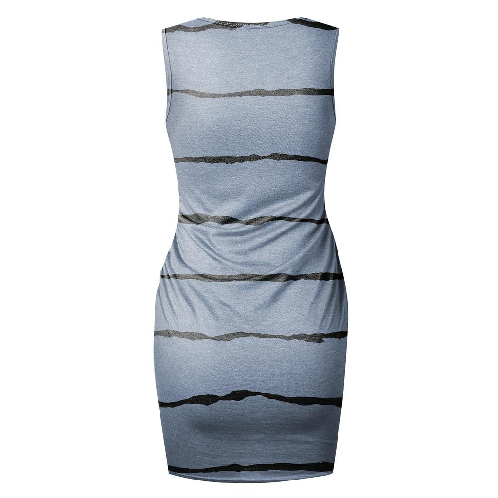 Fashion Women's Summer Round Neck Casual Fashion Printed Pullover Sleeveless Dress