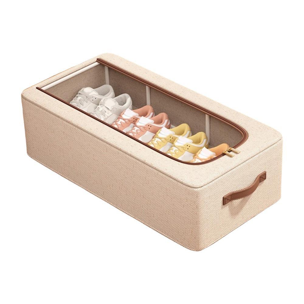 Folding Under Bed Shoe Organizer Sturdy Handles Shoes Container Durable Shoe Holder  Wardrobe