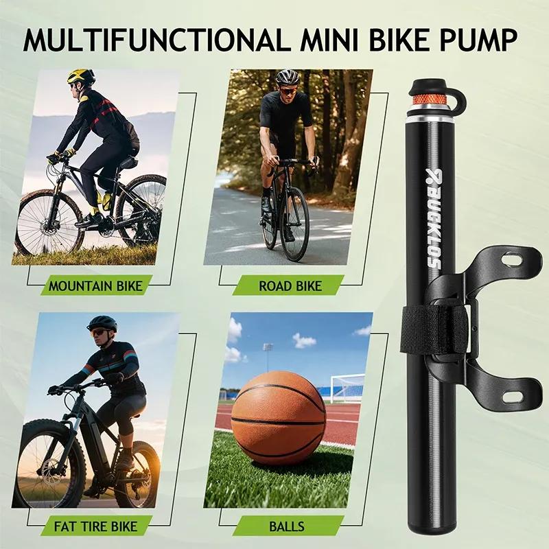 Mtb Pump Aluminum Alloy 160PSI Mini Bicycle Pumps Portable Pocket Bike-Pump Fits Presta/Schrader Valve Cycling Tire Pumps