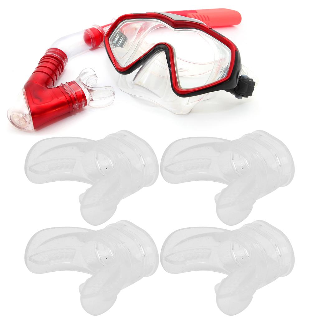 4pcs Transparent Silicone Bite Mouthpiece NonToxic Odourless for Professional Diving