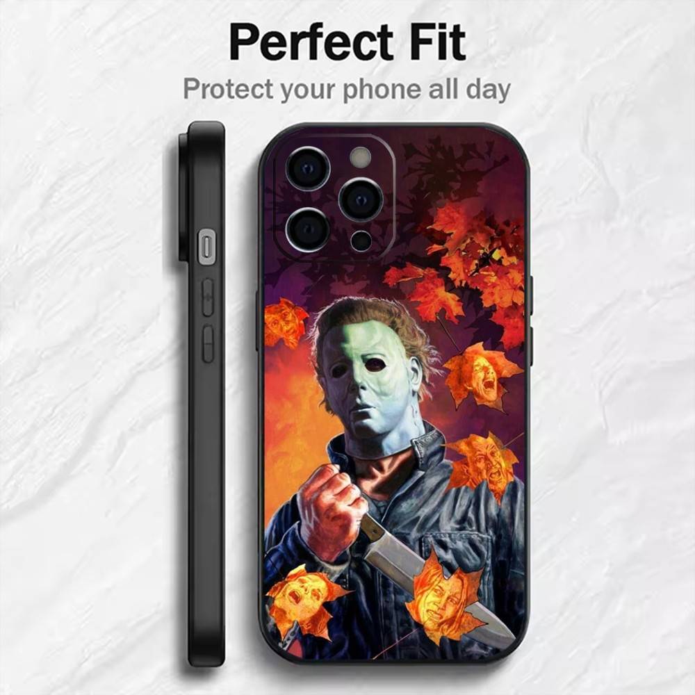 Ужасающий M-Майкл M-Майерс Чехол для телефона для iPhone17,16,15,14,13,12 Plus,Max Мягкий Силиконовый Черный Чехол