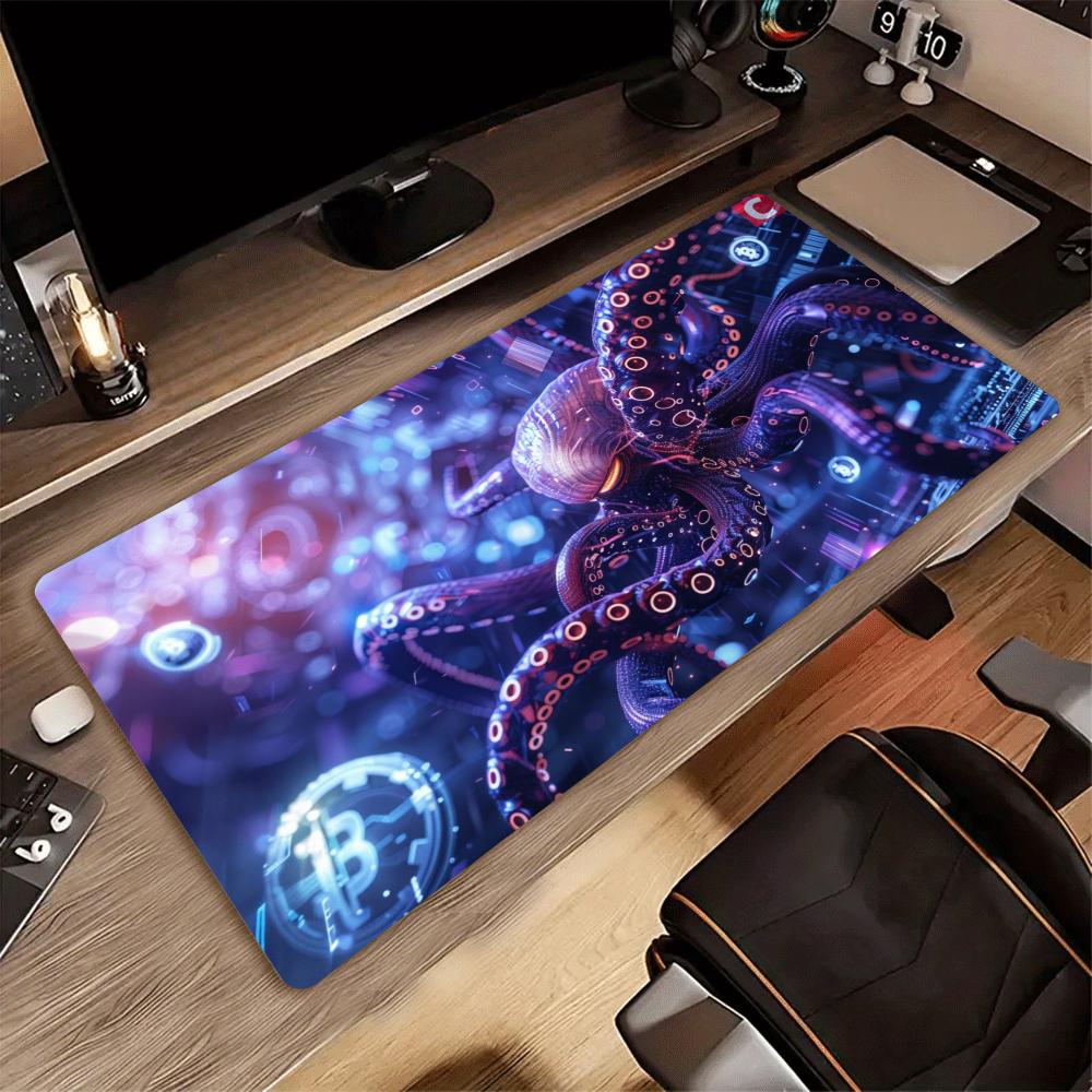 XXL Игровой Коврик для Стола PC Витражный Кракен Морское Чудовище Громовая Волна Большой Коврик для Мыши Нескользящий Резиновый Коврик для Клавиатуры Игровые Коврики для Мыши