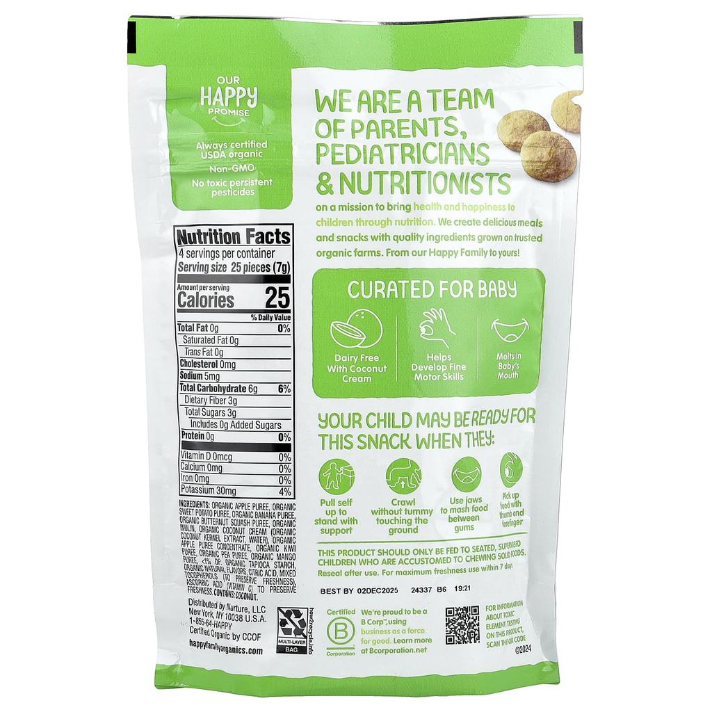 Happy Family Organics, Happy Baby, Organic Fruit & Vegetable Creamy, Crawling Baby, Apple, Sweet Potato, and Kiwi, 1 oz (28 g)