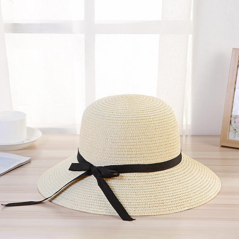 Foldable straw hat children summer small fresh Internet celebrity versatile beach visor sun protection bucket hat