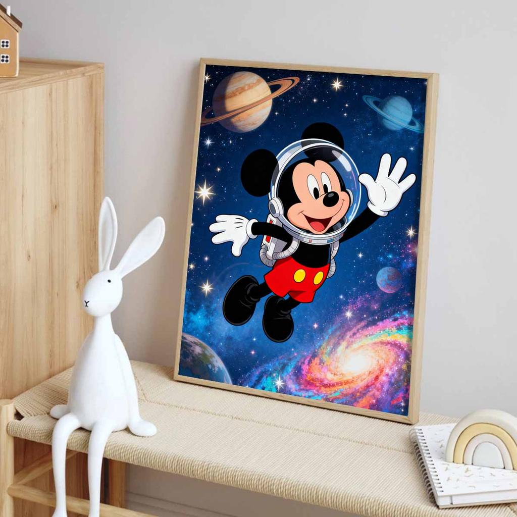 Disney diamond painting kit handmade diy5D home decoration gift unique idea Mickey spaceman explore stars and planets vibrant galaxy art