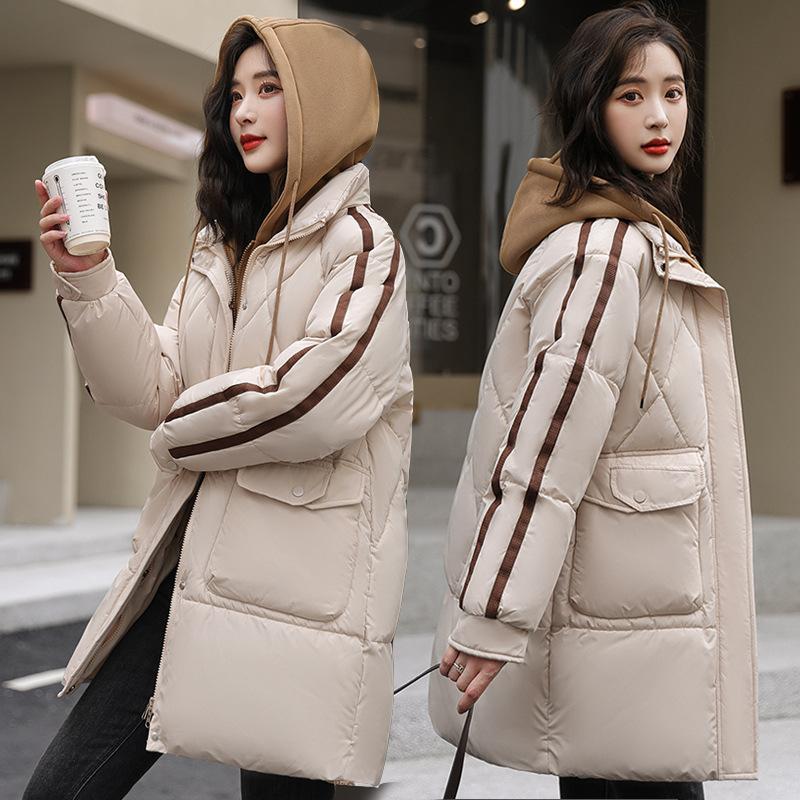 Пуховик женский средней длины зимний 2025 новый хлопковый пуховик под двойку свободный пуховик-хлебушек утолщенные утепленные куртки