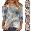 Рубашки с рукавом 3/4 для женщин, милые топы, футболки с рисунком, блузки, повседневные базовые топы больших размеров, пуловеры