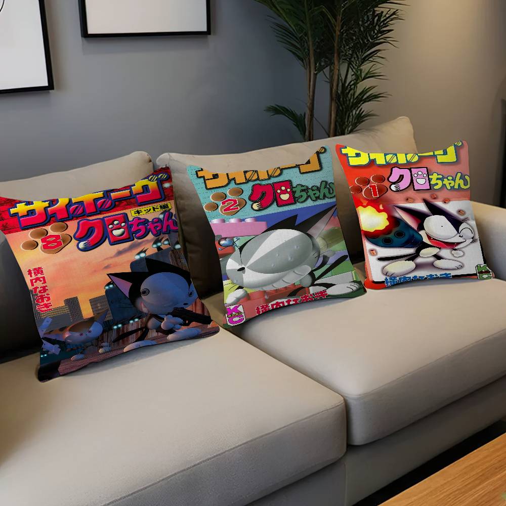 Anime Cyborg Kuro-chan Personalized Pillow Dust Cover Bedroom Kids Party Decoration Pillowcase Birthday Children Gift