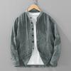 Мужские хлопково-льняные куртки в японском ретро-стиле, весенне-летние повседневные топы, дышащая тонкая куртка, мужское пальто на пуговицах со стойкой