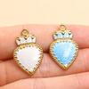 17x26mm Gold & Enamel Stainless Steel Crown Heart Pendants - 4 Colors for Retro Necklace/Bracelet Charms