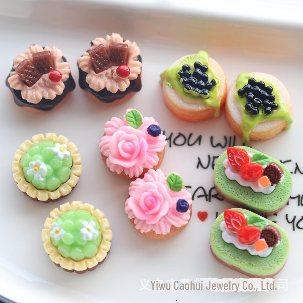 Realistic Rose Cake Food Play Cream Glue Mobile Phone Case Keychain Pendant Resin Jewelry Accessories