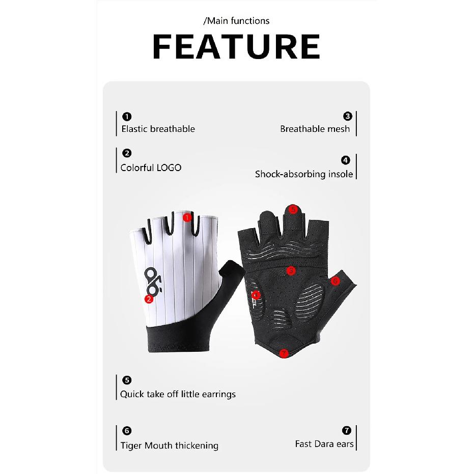 KoKossi Anti-slip Half-finger Cycling Gloves Shock Absorption Bicycle Gloves Hand Protection Outdoor Road Biking For Men Women