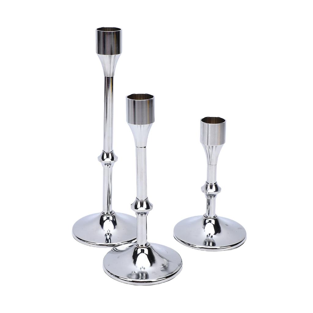 3 Pcs Candlestick Holder Steel Vintage Tall Metal Taper Candle Holders with Round Base for Table Wedding Housewarming