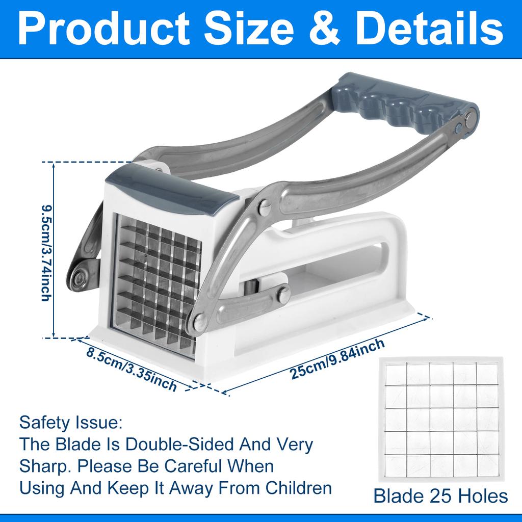 Измельчитель овощей из нержавеющей стали для приготовления картофельных чипсов, измельчитель для картофеля фри с лезвиями на 25/49 отверстий, ручная ломтерезка