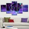 5 Pieces Abstract Purple Fluorescent Tiger Pictures Living Room Wall Art Canvas Paintings Home Decor Framework HD Prints Posters No Frame