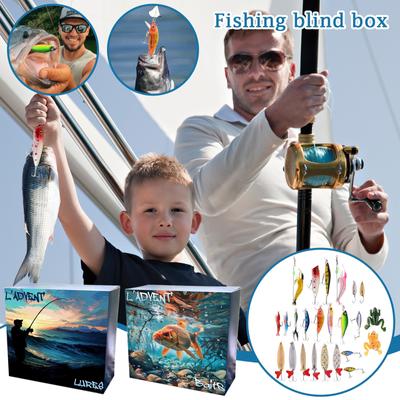 24 шт Адвент-календарь Рыбалка Рождественский обратный отсчет, рыболовные снасти Адвент-календарь для рыбалки Взрослые мужчины Подростки Мальчики, Рождественский сюрприз-подарок