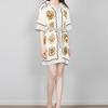 2026 Women's Fashion Plant Print Lapel Lace-up Skirt Dress