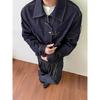 Mens Vintage Washed Denim Jacket With Contrast Stitching Snap Button Relaxed Fit Fall