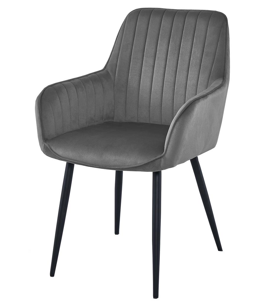 SOLDEN chair - dark gray velvet / black legs x 2