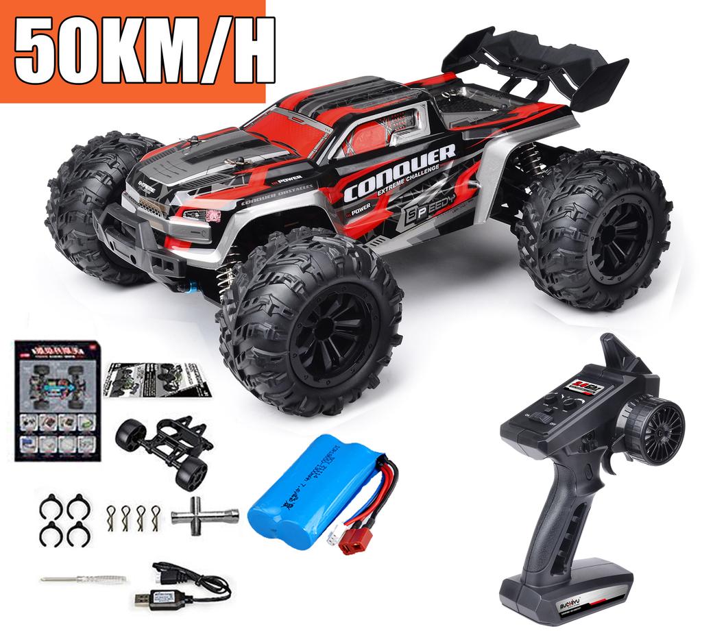 Радиоуправляемая машина Внедорожник 4x4 Высокоскоростная 75 км/ч Машина на пульте управления со светодиодной фарой Бесколлекторный 4WD 1/16 Монстр-трак Игрушки для мальчиков Подарок