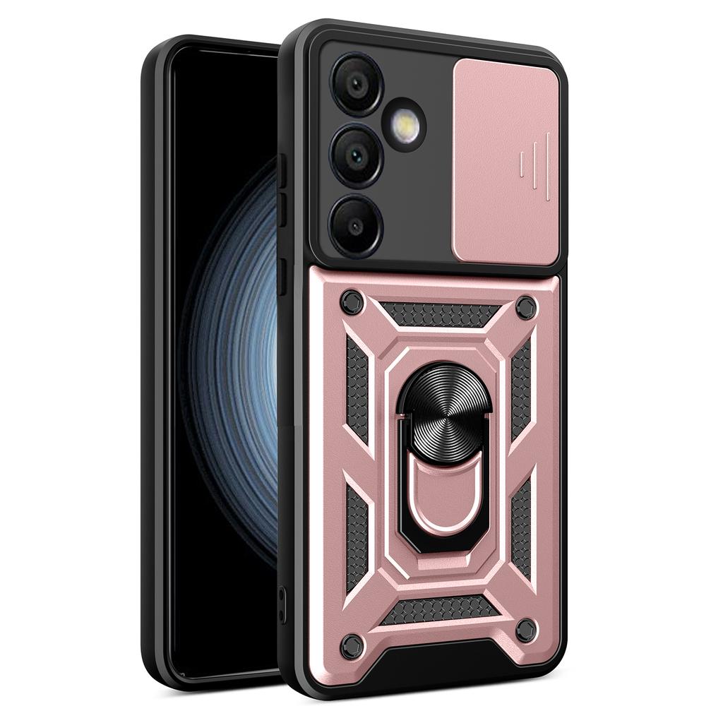 AMORUS Чехол для Samsung Galaxy S24 FE с подставкой, PC+TPU, чехол для телефона со сдвижной шторкой для камеры