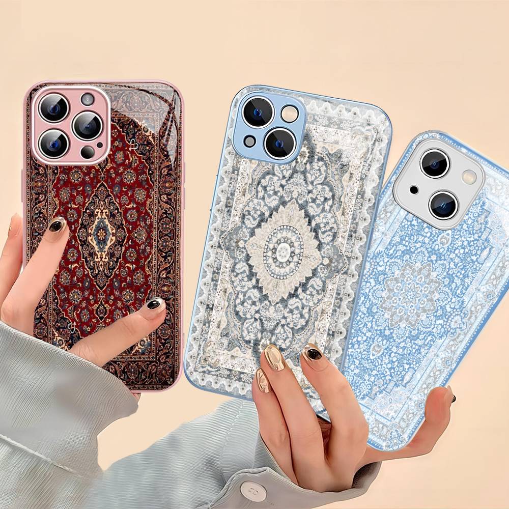 Ретро-чехол с персидским принтом из закаленного стекла для iPhone 14 13 12 11 Pro Mini XS MAX 14Plus X XS XR