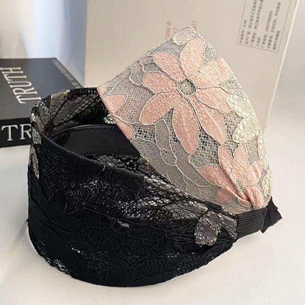 Flower Lace Embroidery headband Non-slip Women Hair Hoop Sweet Toothed Non-slip Hairband  Girls