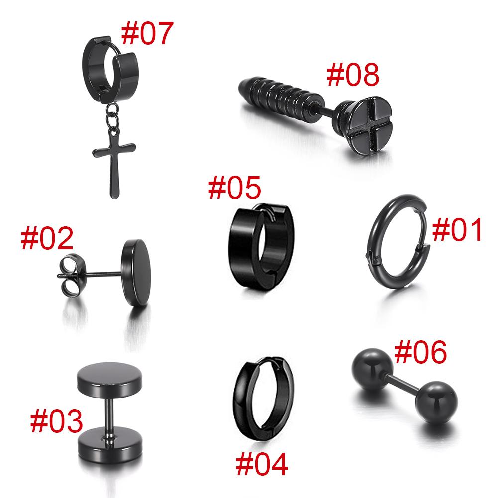 Черные серьги-гвоздики из нержавеющей стали Простые модные серьги Креативные ушные пряжки Аксессуары Ювелирные изделия