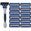 12Pcs Sharp Stainless Steel 6 Layers Men Beard Shaver Shaving Blades 1Pc White Razor Holder