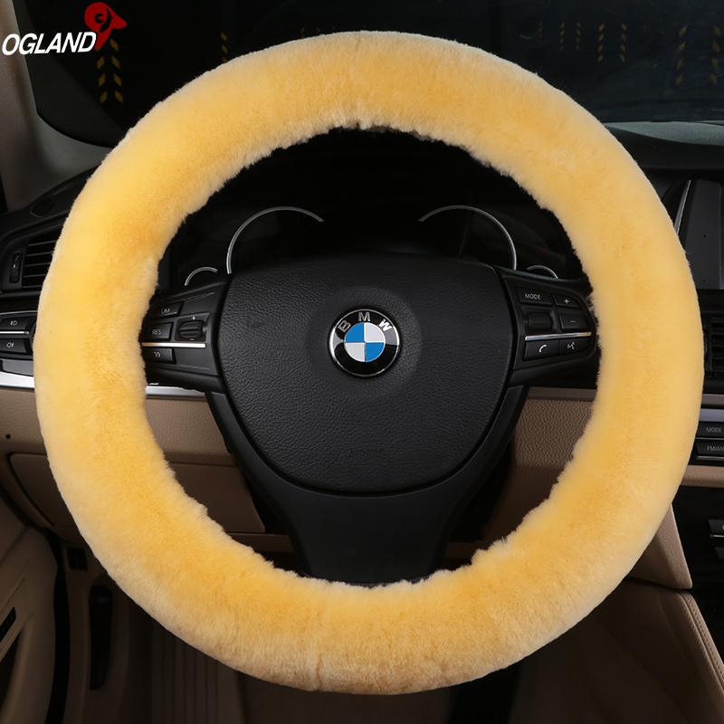 Настоящая Австралийская Шерстяная Меховая Овчина Чехол на Руль для Плюшевых Аксессуаров в Салон Автомобиля