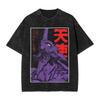 Винтажная стираная футболка EVA Unit-01, Аниме Меха-Аниме Neon Genesis Evangelion, Уличная одежда, Свободная хлопковая футболка для мужчин и женщин