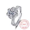 925 Sterling Silver Zircon Wedding Jewelry Six Claws Flower Rings Engagement for Women Girls Wedding Party Gift Jdfaf