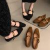 Fashion Shoes Woman Flats Square Toe Shallow Mouth Low Heels Dress Summer New Comfortable Retro Mary Janes Retro Woman Shoes Shallow