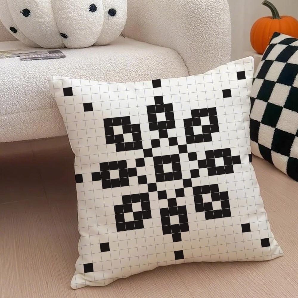 Retro Pixelated Ar Pixel Print Texture Cushion Cover Throw Pillow Cover Hidden Button Durable Polyester Chair Cushion