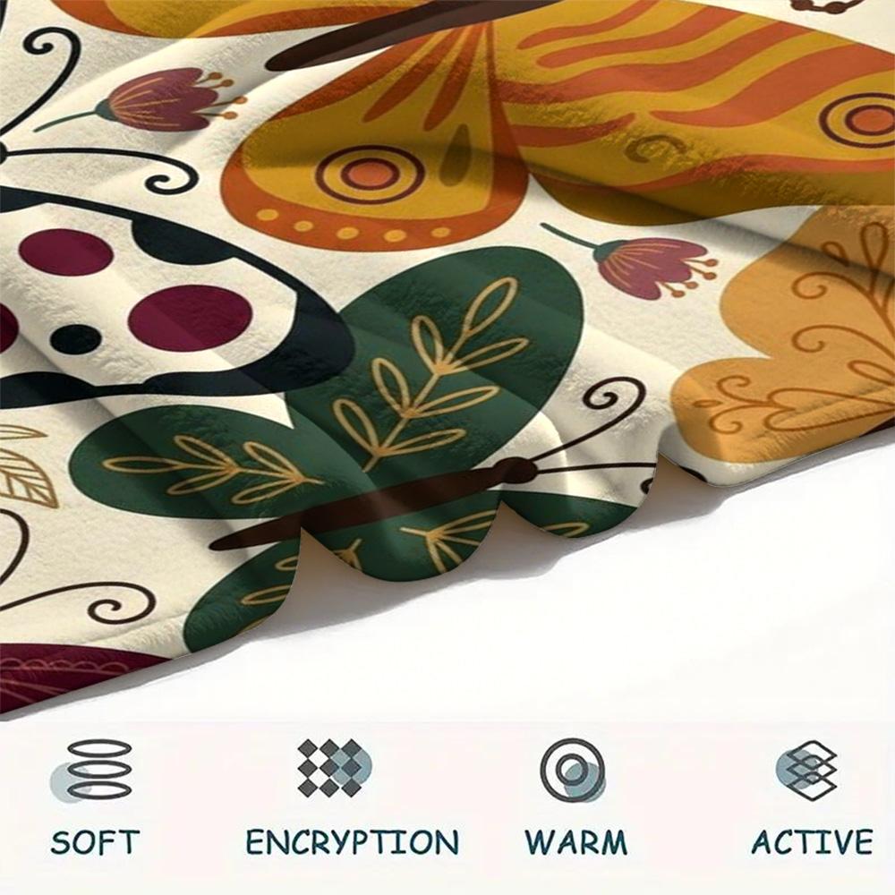 1Pc Butterfly Print Flannel Blanket, High quality Comfortable for All Seasons, Home Decor, Warmth and Comfort, Perfect for Christmas Gifts