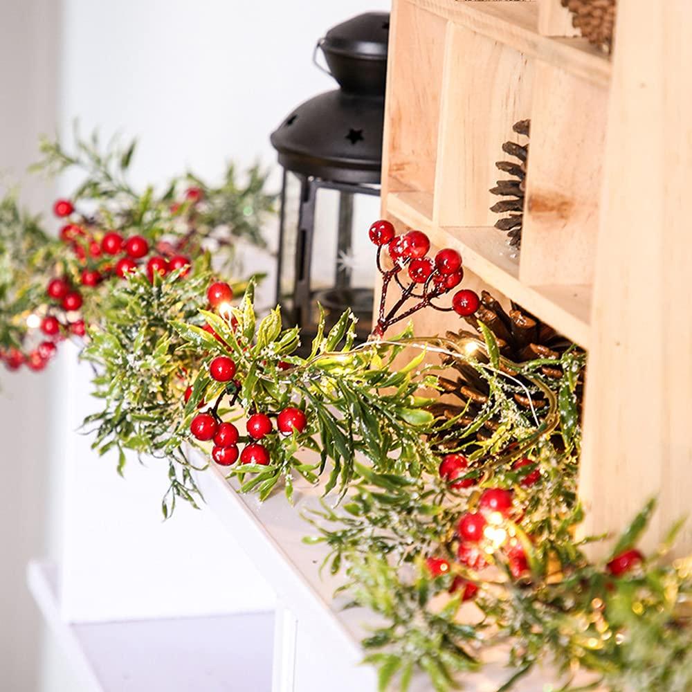 Красная ягодная сосновая шишка Рождественские светодиодные декоративные фонари Огни из медной проволоки Рождественские огни из сосновой шишки Водонепроницаемые струнные украшения из сосновых иголок