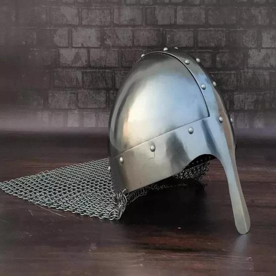 Steel Knight Helmet Chainmail Medieval Armor Wearable Cosplay LARP Reenactment Display Helmet
