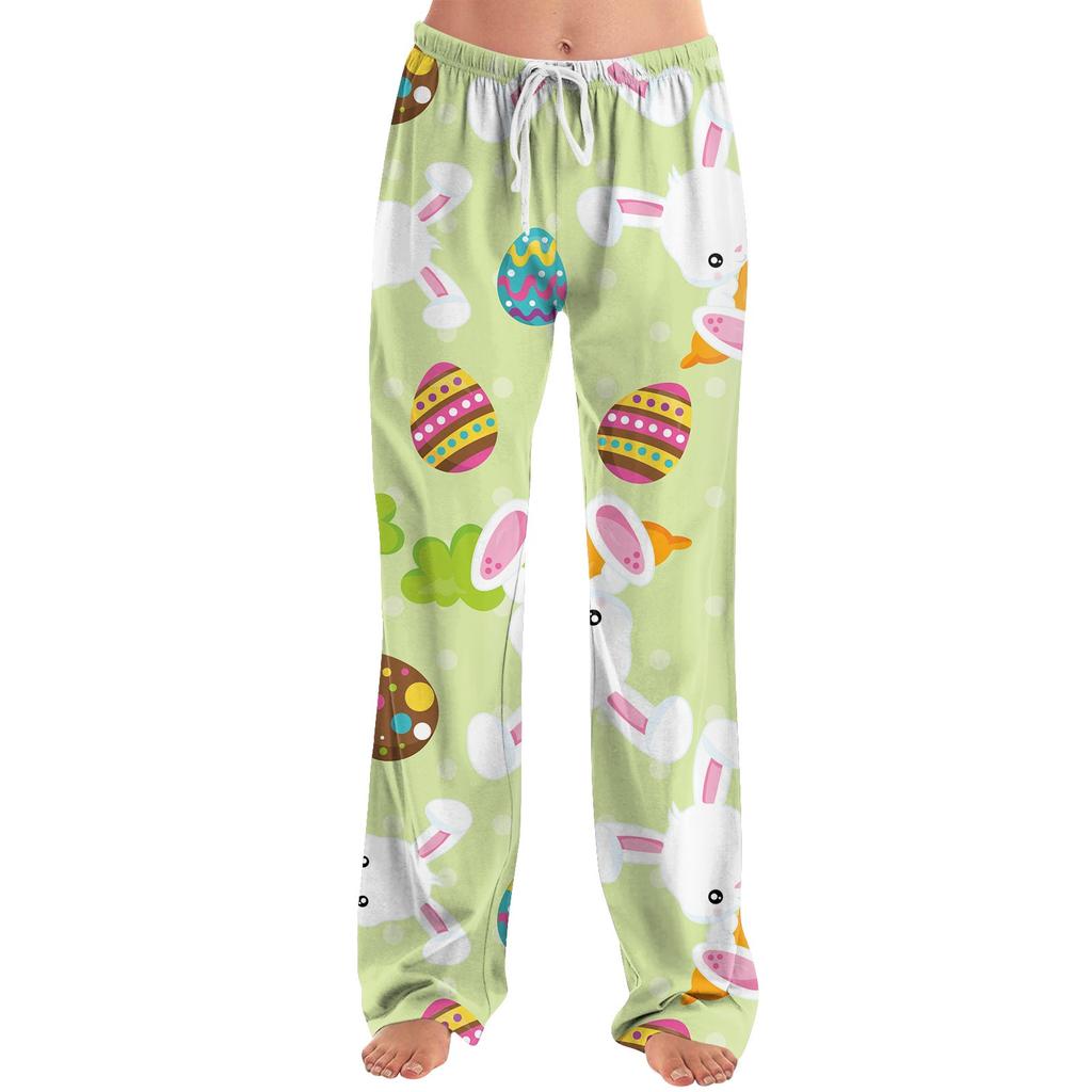 Женские модные свободные повседневные брюки с пасхальным принтом