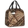 Custom Leopard Print Portable Lunch Boxes Women Leakproof Animal Fur Pattern Cooler Thermal Food Insulated Lunch Bag Student